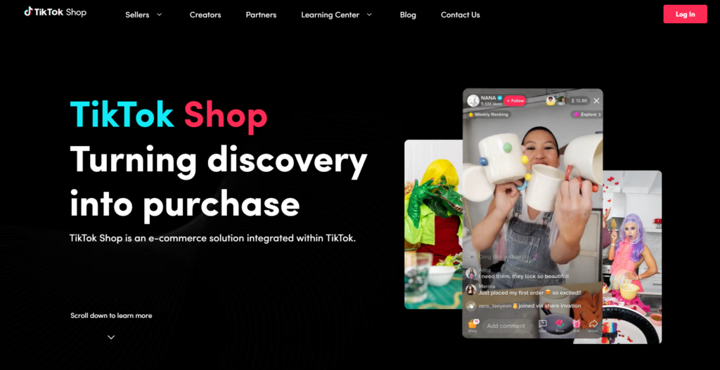 capture de la page d'accueil de Tiktokshop